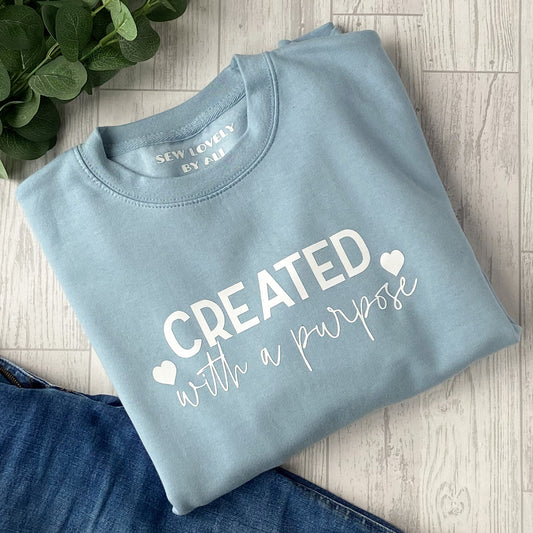 Created With A Purpose Faith Inspired Ladies Sweatshirt